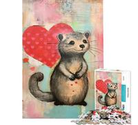 Puzzle da 1000 pezzi per ragazzi con roditore del bosco e cuore ideale per San Valentino Gioco educativo e stimolante perfetto per tutta divertente e spiritoso ideale come regalo di compleanno
