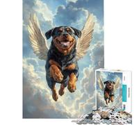 Puzzle da 1000 pezzi per ragazzi con Rottweiler e ali d'angelo giocattolo educativo rompicapo adatto alle coppie regalo divertente (dimensioni 38x26cm)