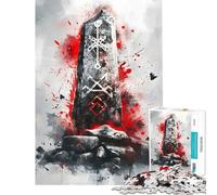 Puzzle da 1000 pezzi per ragazzi con rune vichinghe divertimento a casa decorazioni artistiche per la casa giochi per famiglie adatto a persone dai 14 anni in su (38x26cm)