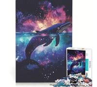 Puzzle da 1000 pezzi per ragazzi con sagoma di balena e galassia gioco educativo decorazione da parete ideale come regalo 50x75cm