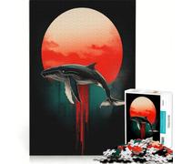 Puzzle da 1000 pezzi per ragazzi con sagoma di balena e sole rosso ideale per giochi in famiglia stimolante da completare regalo per amici e parenti 38x52cm