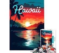 Puzzle da 1000 pezzi per ragazzi con scena del tramonto alle Hawaii sfida per l'intelligenza giocattolo avvincente giochi divertenti migliora la memoria opera d'arte regalo (dimensioni 75x50cm)