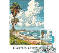 Puzzle da 1000 pezzi per ragazzi con scena della spiaggia di Corpus Christi puzzle per adulti gioco pratico divertente e spiritoso attività divertenti da fare a casa (dimensioni 38x26cm)