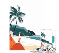 Puzzle da 1000 pezzi per ragazzi con scena minimalista di spiaggia tropicale sfida per l'intelligenza gioco avvincente divertente migliora la memoria opera d'arte regalo (dimensioni 38x52cm)