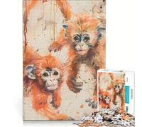 Puzzle da 1000 pezzi per ragazzi, con scimmie cappuccine asiatiche, gioco pratico, ideale per passare il tempo durante le vacanze, compleanno e Natale 38x26cm