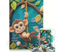 Puzzle da 1000 pezzi per ragazzi con scimmietta birichina che si dondola, decorazione da parete, allena la mente e la manualità, ottimo regalo per gli appassionati di videogiochi 38x26cm