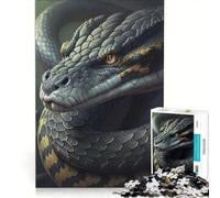 Puzzle da 1000 pezzi per ragazzi con serpente nero, gioco educativo, allena la mente e la mano, collezione d'artista, belle arti 50x75cm