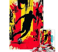 Puzzle da 1000 pezzi per ragazzi con silhouette di calciatori belgi Aiuta ad allenare la mente Gioco stimolante e rilassante adatto a partire dai 14 anni (50x75cm)