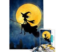 Puzzle da 1000 pezzi per ragazzi con silhouette di strega che vola su una scopa Divertimento a casa migliora la memoria gioco per famiglie adatto a partire dai 14 anni (50x75cm)