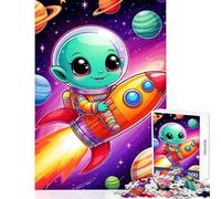 Puzzle da 1000 pezzi per ragazzi con simpatici alieni astronauti e razzi Giochi rilassanti per tutta la famiglia decorazioni per la casa e giocattoli che migliorano l'amore tra le coppie (38x52cm)
