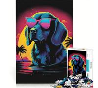 Puzzle da 1000 pezzi per ragazzi con simpatici cani in stile Miami, ideale per rilassarsi, divertirsi a casa, compleanno e Natale 50x75cm
