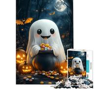 Puzzle da 1000 pezzi per ragazzi con simpatici fantasmi di Halloween sfida educativa giocattolo fai-da-te per passare il tempo durante le vacanze adatto a ragazzi dai 14 anni in su (38x26cm)