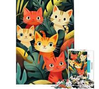 Puzzle da 1000 pezzi per ragazzi con simpatici gatti nella giungla difficile e stimolante per attività familiari decorazione per la casa giocattolo per ragazzi dai 14 anni in su (38x26cm)