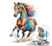 Puzzle da 1000 pezzi per ragazzi con simpatico cavallo ad acquerello gioco interattivo educativo regalo di Babbo Natale segreto ideale per passare il tempo durante le vacanze (dimensioni 75x50cm)