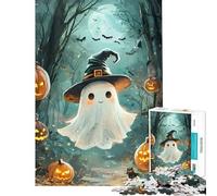 Puzzle da 1000 pezzi per ragazzi con simpatico fantasma di Halloween nella foresta Gioco per famiglie sfida per l'intelligenza giocattolo avvincente regalo per il Secret Santa migliora la memoria