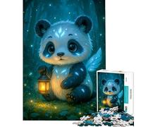 Puzzle da 1000 pezzi per ragazzi con simpatico panda e lanterna nella foresta gioco educativo sfida e regalo per compleanni decorazione da parete (dimensioni 38x52cm)