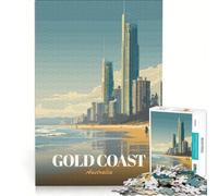 Puzzle da 1000 pezzi per ragazzi con skyline della Gold Coast australiana, ideale per rilassarsi e divertirsi a casa, perfetto come regalo di compleanno o di Natale 38x26cm