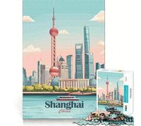 Puzzle da 1000 pezzi per ragazzi con skyline di Shanghai, disegno dettagliato, gioco cognitivo, regalo per momenti di relax, decorazione natalizia (38x26cm)