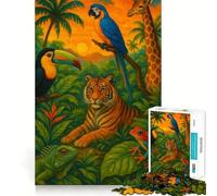 Puzzle da 1000 pezzi per ragazzi, con soggetto animali tropicali, bordi precisi, gioco divertente e rilassante per allenare la mente, ideale per un compleanno all'insegna dell'arte (38x26cm)
