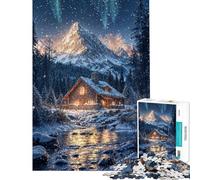 Puzzle da 1000 pezzi per ragazzi con soggetto Casetta innevata in montagna puzzle per adulti giochi per famiglie decorazione per la casa regalo di compleanno (dimensioni 50x75cm)