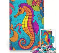 Puzzle da 1000 pezzi per ragazzi, con soggetto cavalluccio marino, antistress, ideale per il divertimento in famiglia e come regalo per amici e parenti 50x75cm