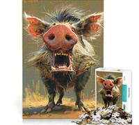 Puzzle da 1000 pezzi per ragazzi con soggetto cinghiale giocattolo fai-da-te decorazione da parete con pezzi di forma casuale completamente ad incastro 50x75cm