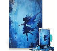 Puzzle da 1000 pezzi per ragazzi con soggetto fata blu,incastri lisci,divertimento assicurato,gioco di logica,regalo rilassante,attività artistica per il tempo libero a Natale 38x52cm