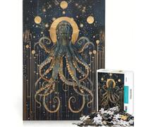 Puzzle da 1000 pezzi per ragazzi con soggetto geometrico Kraken e polpo, giocattolo educativo per il divertimento in famiglia, ideale come decorazione da scrivania 38x52cm