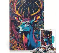 Puzzle da 1000 pezzi per ragazzi, con soggetto maestoso di cervo, antistress, ideale per il divertimento in famiglia e come regalo per amici e parenti 38x26cm