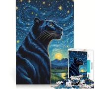 Puzzle da 1000 pezzi per ragazzi, con soggetto Pantera e Notte Stellata, antistress, ideale per il divertimento in famiglia e come regalo per amici e parenti 38x26cm