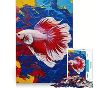 Puzzle da 1000 pezzi per ragazzi,con soggetto pesce Betta,dipinto ad olio,taglio netto,puzzle logico,gioco per il tempo libero,regalo di Natale rilassante (50x75cm)