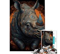 Puzzle da 1000 pezzi per ragazzi con soggetto rinoceronte ideale per il relax l'analisi e la logica perfetto come regalo di compleanno o per occasioni speciali (dimensioni 38x52cm)