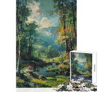 Puzzle da 1000 pezzi per ragazzi con soggetto ruscello nella foresta gioco per famiglie stimola la memoria decorazione per la casa giocattolo per rafforzare l'amore tra le coppie (38x26cm)