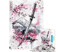 Puzzle da 1000 pezzi per ragazzi con spada e fiori di ciliegio gioco interattivo giocattolo che crea dipendenza per coltivare la pazienza regalo di compleanno decorazione per la casa (50x75cm)