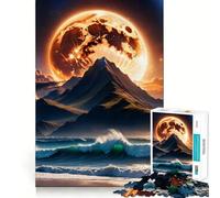 Puzzle da 1000 pezzi per ragazzi con spiaggia,cielo,alba e luna Gioco di squadra perfetto,gioco cognitivo,regalo,gioco rilassante,divertente attività per compleanno (38x52cm)