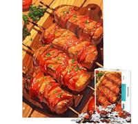 Puzzle da 1000 pezzi per ragazzi con spiedini di carne alla griglia e salsa gioco educativo sfida migliorare la memoria (dimensioni 38x52cm)