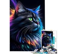 Puzzle da 1000 pezzi per ragazzi con splendido gatto nero fantasy giocattolo educativo rompicapo adatto alle coppie regalo divertente (dimensioni 50x75cm)