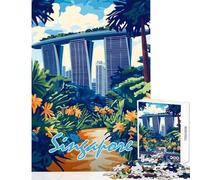 Puzzle da 1000 pezzi per ragazzi con stampa artistica dello skyline di Singapore gioco divertente taglio di precisione decorazione per la casa giocattolo per rafforzare l'amore tra le coppie (52x38cm)