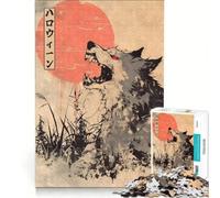 Puzzle da 1000 pezzi per ragazzi, con stampa xilografica giapponese del lupo mannaro, gioco impossibile, interazione genitore-figlio, regalo di Natale e compleanno 38x26cm