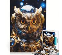 Puzzle da 1000 pezzi per ragazzi, con statua di gufo astronauta dorato, gioco impossibile, interazione genitore-figlio, regalo di Natale e compleanno 38x52cm