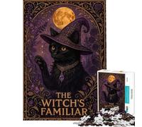 Puzzle da 1000 pezzi per ragazzi con strega famiglio e gatto nero arte fantasy gioco pratico per adulti taglio di precisione attività divertenti da fare a casa (dimensioni 38x26cm)