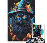 Puzzle da 1000 pezzi per ragazzi con strega gatto e famiglio gioco pratico divertente e spiritoso regalo di compleanno e originale 38x26cm