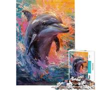 Puzzle da 1000 pezzi per ragazzi con tavolozza di colori e delfini gioco rilassante decorazione da parete ideale come regalo per tutta la famiglia (dimensioni 50x75cm)