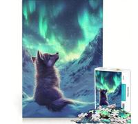 Puzzle da 1000 pezzi per ragazzi con tema Aurora boreale cane e aurora boreale decorazione da parete divertente e spiritosa ideale come regalo di compleanno o per occasioni speciali 50x75cm