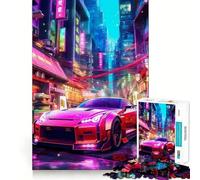 Puzzle da 1000 pezzi per ragazzi,con tema auto,città e notte,incastro preciso,gioco stimolante per la mente,divertente e rilassante,con scena natalizia (38x26cm)