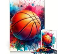 Puzzle da 1000 pezzi per ragazzi con tema basket e schizzi d'arte,giunture lisce,divertimento cognitivo,gioco casual,regalo festivo per il tempo libero (38x52cm)