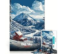 Puzzle da 1000 pezzi per ragazzi con tema Big Sky,stazione sciistica del Montana Gioco di squadra perfetto,stimolante per lo sviluppo cognitivo,ideale come o attività rilassante e divertente
