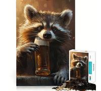 Puzzle da 1000 pezzi per ragazzi,con tema birra e procione,con bordi precisi,ideale per risolvere problemi e creare un'atmosfera divertente e accogliente Gioco di Natale con decorazioni artistiche