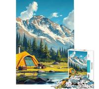 Puzzle da 1000 pezzi per ragazzi con tema campeggio in riva al fiume gioco rompicapo regalo di compleanno unico per compleanno e Natale (dimensioni 50x75cm)