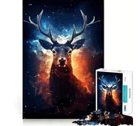 Puzzle da 1000 pezzi per ragazzi con tema cervo e galassia cosmica,stimolante per la mente,ad incastro perfetto,senza spazi vuoti,ideale per attività di gruppo rilassanti in casa (38x52cm)